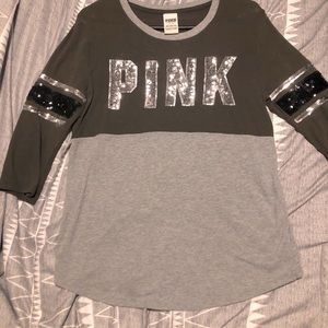 PINK size small quarter sleeve shirt with sequins